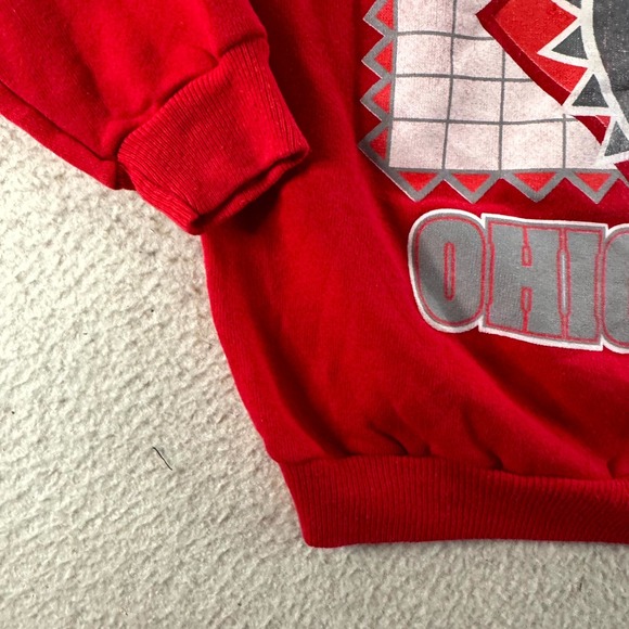 VTG Hanes Sweatshirt Youth Medium (10-12) Red Ohio State Buckeyes Brutus Lined - Picture 2 of 9